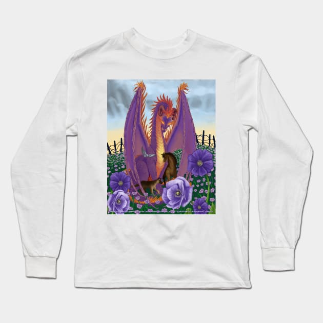 The Purple Poppy Dragon Long Sleeve T-Shirt by SillWill Studios
